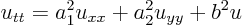 \begin{displaymath}
u_{tt} = a_1^2 u_{xx} + a_2^2 u_{yy} + b^2 u
\end{displaymath}