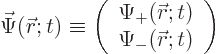 \begin{displaymath}
\skew{-1}\vec\Psi({\skew0\vec r};t)
\equiv
\left(
\begin...
...0\vec r};t) \\
\Psi_-({\skew0\vec r};t)
\end{array} \right)
\end{displaymath}