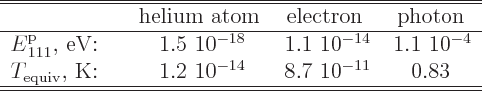 \begin{table}\begin{displaymath}
\begin{array}{cccc}
\hline\hline
& \mbox{hel...
....7 10^{-11} & 0.83 \\
\hline\hline
\end{array} \end{displaymath}
\end{table}