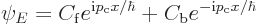 \begin{displaymath}
\psi_E =
C_{\rm {f}} e^{{\rm i}p_{\rm {c}}x/\hbar} + C_{\rm {b}} e^{-{\rm i}p_{\rm {c}}x/\hbar}
\end{displaymath}