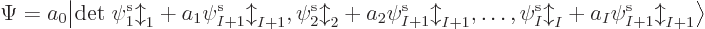 \begin{displaymath}
\Psi = a_0 {\left\vert{\rm det}\;\pe1//b//+a_1\pe{I+1}//b//...
...{I+1}//b//,
\ldots,\pe{I}//b//+a_I\pe{I+1}//b//\right\rangle}
\end{displaymath}