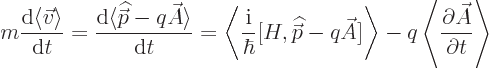 \begin{displaymath}
m \frac{{\rm d}\langle\vec v\rangle}{{\rm d}t} =
\frac{{\...
...\langle \frac{\partial \skew3\vec A}{\partial t} \right\rangle
\end{displaymath}