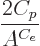 \begin{displaymath}
\frac{2 C_p}{A^{C_e}}
\end{displaymath}