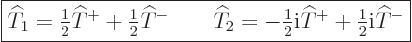 \begin{displaymath}
\fbox{$\displaystyle
{\widehat T}_1 = {\textstyle\frac{1}{...
...at T}^{+} + {\textstyle\frac{1}{2}}{\rm i}{\widehat T}^{-}
$}
\end{displaymath}