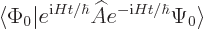 \begin{displaymath}
{\left\langle\Phi_0\hspace{0.3pt}\right\vert} e^{{\rm i}H t...
...hbar} {\hspace{-\nulldelimiterspace}\left.\Psi_0\right\rangle}
\end{displaymath}