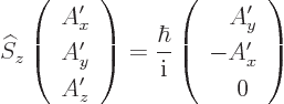 \begin{displaymath}
{\widehat S}_z \left(\begin{array}{c} A_x' \ A_y' \ A_z' ...
... \phantom{-}A_y' \ {-}A_x' \ \phantom{-}0 \end{array}\right)
\end{displaymath}