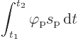 \begin{displaymath}
\int_{t_1}^{t_2} \varphi_{\rm {p}} s_{\rm {p}} { \rm d}t
\end{displaymath}