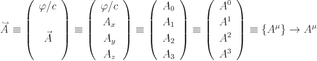 \begin{displaymath}
{\buildrel\raisebox{-1.5pt}[0pt][0pt]
{\hbox{\hspace{2.5pt}...
...\ \strut A^3\end{array}\right)
\equiv
\{A^\mu\}
\to
A^\mu
\end{displaymath}