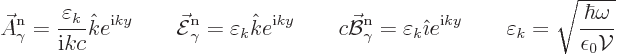 \begin{displaymath}
\skew3\vec A_\gamma^{\rm n}= \frac{\varepsilon_k}{{\rm i}kc...
...arepsilon_k
= \sqrt{\frac{\hbar\omega}{\epsilon_0{\cal V}}} %
\end{displaymath}