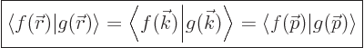 \begin{displaymath}
\fbox{$\displaystyle
{\left\langle f({\skew0\vec r})\right...
...imiterspace}}{\left\vert g({\skew0\vec p})\right\rangle}
$} %
\end{displaymath}