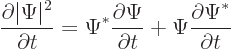 \begin{displaymath}
\frac{\partial\vert\Psi\vert^2}{\partial t} =
\Psi^*\frac{...
...ial\Psi}{\partial t} +
\Psi\frac{\partial\Psi^*}{\partial t}
\end{displaymath}