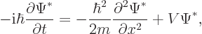 \begin{displaymath}
- {\rm i}\hbar \frac{\partial\Psi^*}{\partial t} =
- \frac{\hbar^2}{2m} \frac{\partial^2\Psi^*}{\partial x^2} + V \Psi^*,
\end{displaymath}