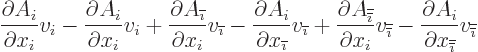 \begin{displaymath}
\frac{\partial A_i}{\partial x_i}v_i
- \frac{\partial A_i}...
...overline{\overline{\imath}}}} v_{\overline{\overline{\imath}}}
\end{displaymath}