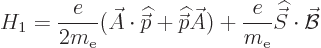 \begin{displaymath}
H_1 = \frac{e}{2m_{\rm e}} (\skew3\vec A\cdot{\skew 4\wideh...
...{e}{m_{\rm e}}{\skew 6\widehat{\vec S}}\cdot\skew2\vec{\cal B}
\end{displaymath}