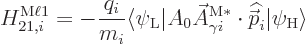 \begin{displaymath}
H_{21,i}^{\rm M\ell 1} = - \frac{q_i}{m_i}
\langle\psi_{\r...
...\skew 4\widehat{\skew{-.5}\vec p}}_i\vert\psi_{\rm {H}}\rangle
\end{displaymath}