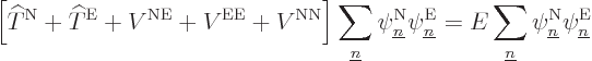 \begin{displaymath}
\left[{\widehat T}^{\rm N}+ {\widehat T}^{\rm E}+ V^{\rm NE...
...rline n}\psi^{\rm N}_{\underline n}\psi^{\rm E}_{\underline n}
\end{displaymath}