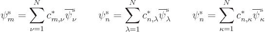 \begin{displaymath}
\pe m//// = \sum_{\nu=1}^N c^*_{m,\nu} \overline\pe\nu//// ...
...//// = \sum_{\kappa=1}^N c^*_{n,\kappa} \overline\pe\kappa////
\end{displaymath}