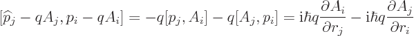 \begin{displaymath}[{\widehat p}_j-qA_j,p_i-qA_i]= - q [p_j,A_i] -q[A_j,p_i]
=
...
...artial r_j}
- {\rm i}\hbar q\frac{\partial A_j}{\partial r_i}
\end{displaymath}