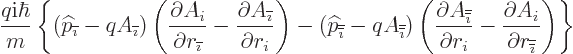 \begin{displaymath}
\frac{q{\rm i}\hbar}{m}
\left\{
({\widehat p}_{\overline{...
...{\partial r_{\overline{\overline{\imath}}}}
\right)
\right\}
\end{displaymath}