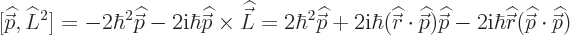 \begin{displaymath}[{\skew 4\widehat{\skew{-.5}\vec p}},\L ^2]= - 2\hbar^2 {\ske...
...{\skew{-.5}\vec p}}\cdot{\skew 4\widehat{\skew{-.5}\vec p}}) %
\end{displaymath}