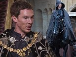 Benedict Cumberbatch plays Richard III during rehearsals for Richard III, one of three Hollow Crown films being made by BBC 2, at Wells Cathedral, Wells, Somerset.  See SWNS story SWKING; Sherlock Holmes star, Benedict Cumberbatch, has been spotted filming for his latest TV drama.  These shots show the 38-year-old in regal attire, posing as Richard III on a large mahogany throne.  Cumberbatch, who can normally be seen in a deerstalker hat while playing the famous TV detective is currently filming for the BBC2 series, The Hollow Crown. The latest scenes were filmed at Wells Cathedral, Somerset, providing an impressive back drop for the scenes. The latest four-part drama, which will not be aired until 2016, is based on William Shakespeare  s history plays.