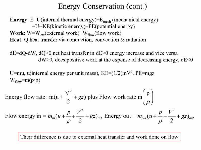conservation of energy equation heat transfer