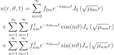 \begin{displaymath}
\begin{array}{l}
\displaystyle \frac{\strut}{\strut}
...
...n(n\vartheta) J_n\left(\sqrt{\mu_{nm}} r\right)
\end{array}
\end{displaymath}