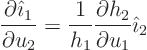 \begin{displaymath}
\frac{\partial{\hat\imath}_1}{\partial u_2} =
\frac{1}{h_1} \frac{\partial h_2}{\partial u_1} {\hat\imath}_2
\end{displaymath}