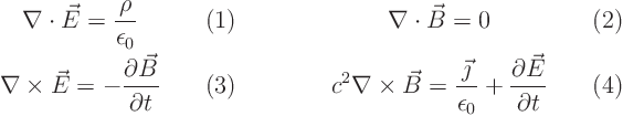 \begin{displaymath}
\begin{array}{ccccc} \displaystyle\nabla\cdot\vec E = \frac{...
...on_0} +\frac{\partial\vec E}{\partial t} & \quad(4)
\end{array}\end{displaymath}