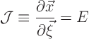 \begin{displaymath}
{\cal J} \equiv \frac{\partial \vec x}{\partial \vec \xi} = E
\end{displaymath}