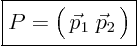 \begin{displaymath}
\fbox{$\displaystyle
P = \Big(  \vec p_1 \; \vec p_2  \Big)
$}
\end{displaymath}