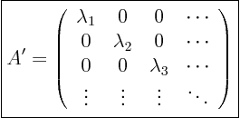 \begin{displaymath}
\fbox{$\displaystyle
A' =
\left(
\begin{array}{cccc}...
...vdots & \vdots & \vdots & \ddots
\end{array}
\right)
$}
\end{displaymath}