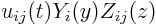 $u_{ij}(t)Y_i(y)Z_{ij}(z)$