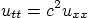 \begin{displaymath}
u_{tt}=c^2 u_{xx}
\end{displaymath}