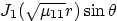 $J_1(\sqrt{\mu_{11}}r)\sin\theta$