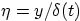 $\eta=y/\delta(t)$