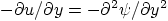 $-\partial{u}/\partial{y}=-\partial^2\psi/\partial{y^2}$