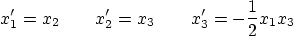 \begin{displaymath}
x_1' = x_2 \qquad x_2' = x_3 \qquad x_3' = -\frac12 x_1 x_3
\end{displaymath}