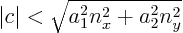 \begin{displaymath}
\vert c\vert < \sqrt{a_1^2 n_x^2+a_2^2 n_y^2}
\end{displaymath}