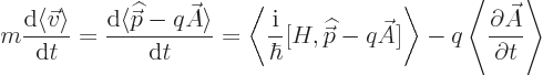 \begin{displaymath}
m \frac{{\rm d}\langle\vec v\rangle}{{\rm d}t} =
\frac{{\...
...\langle \frac{\partial \skew3\vec A}{\partial t} \right\rangle
\end{displaymath}