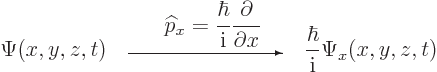 \begin{displaymath}
\Psi(x,y,z,t)
\quad
\begin{picture}(100,25)
\put(50,21){...
...00}}
\end{picture} \quad
\frac{\hbar}{{\rm i}}\Psi_x(x,y,z,t)
\end{displaymath}