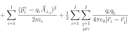 $\displaystyle \mbox{} + \sum_{i=1}^I \frac{({\skew0\vec p}^{ \rm {c}}_i - q_i ...
...}}}{4\pi\epsilon_0\vert{\skew0\vec r}_i-{\skew0\vec r}_{{\underline i}}\vert}%
$