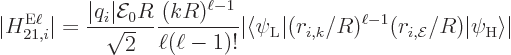 \begin{displaymath}
\vert H_{21,i}^{\rm E\ell}\vert = \frac{\vert q_i\vert{\cal...
...r_{i,{\cal E}}/R) {\left\vert\psi_{\rm {H}}\right\rangle}\vert
\end{displaymath}