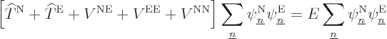 \begin{displaymath}
\left[{\widehat T}^{\rm N}+ {\widehat T}^{\rm E}+ V^{\rm NE...
...rline n}\psi^{\rm N}_{\underline n}\psi^{\rm E}_{\underline n}
\end{displaymath}