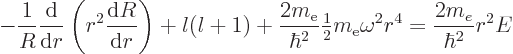 \begin{displaymath}
- \frac{1}{R} \frac{{\rm d}}{{\rm d}r}\left(r^2\frac{{\rm d...
...rac{1}{2}} m_{\rm e}\omega^2 r^4
= \frac{2m_e}{\hbar^2} r^2 E
\end{displaymath}